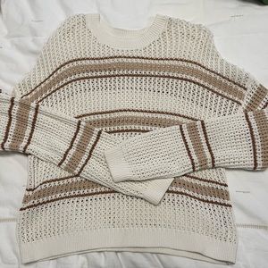 Old Navy White and Tan striped knit sweater